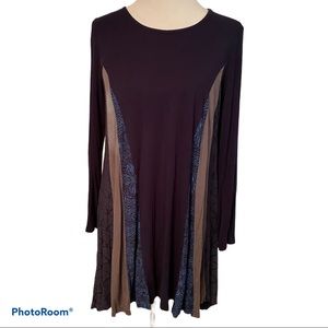 KATHMANDU IMPORTS TOP TUNIC BLUE GRAY LONG SLEEVE SIZE M/L